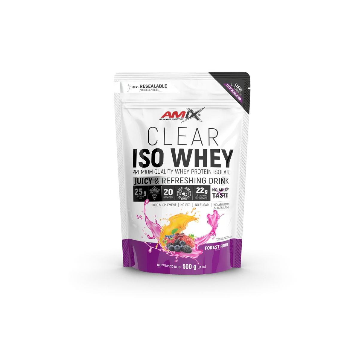 Proteína Clear ISO Whey – frutos del bosque 500g Amix™