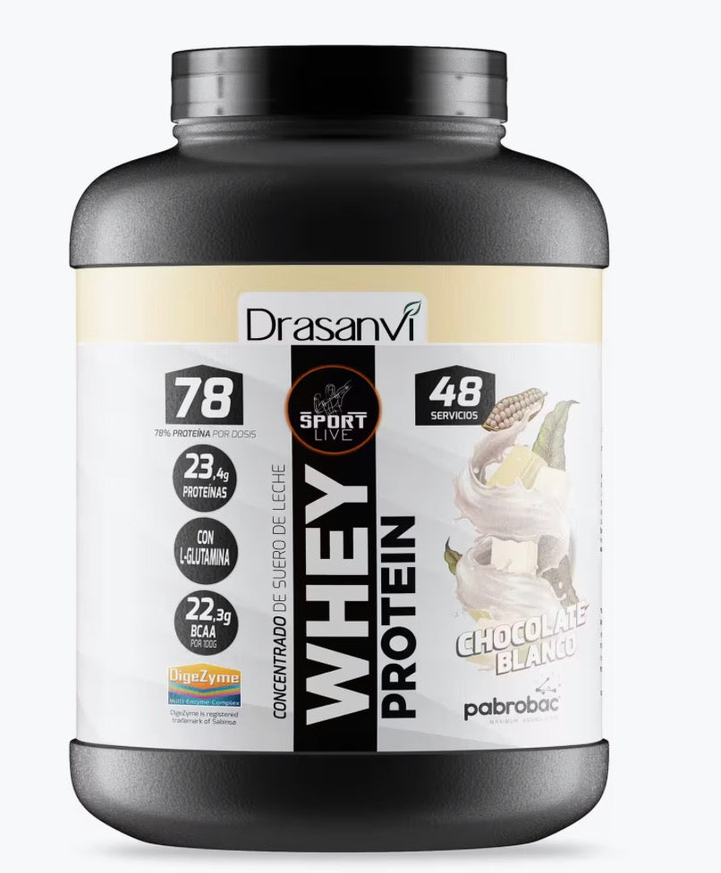 WHEY PROTEIN CONCENTRADA CHOCOLATE BLANCO 2kl SPORT LIVE DRASANVI