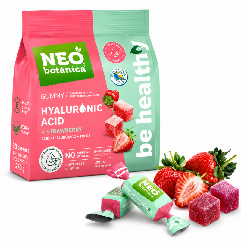 GUMMY DE ACIDO HIALURÓNICO + FRESA -NeoBotanica 90 Gr.