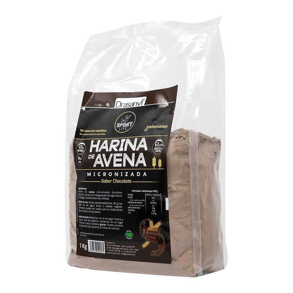Harina de Avena Sabor Chocolate 1 Kg Sport Live Drasanvi