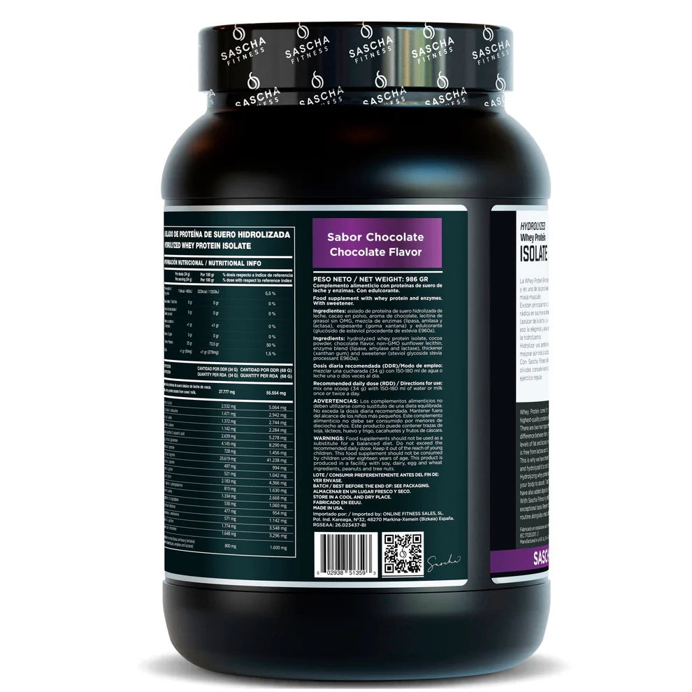 Proteína Whey Hidrolizada y Aislada sabor Chocolate