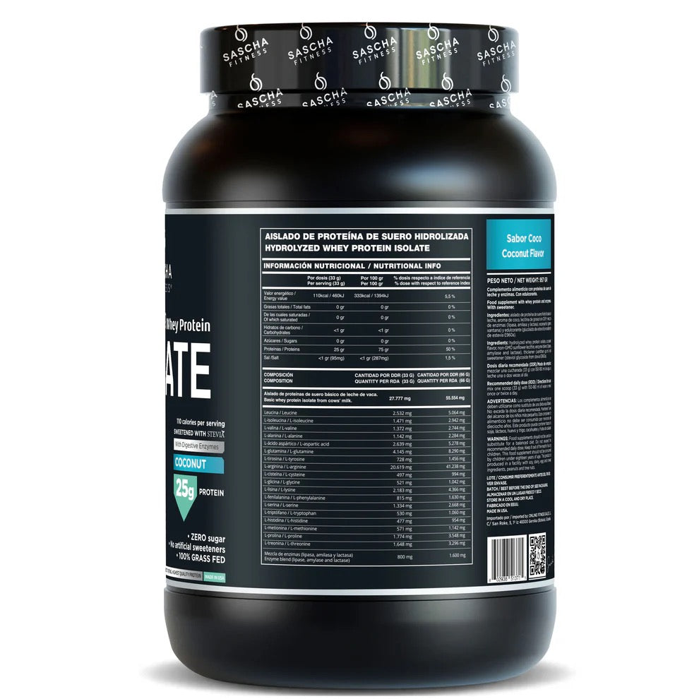 Proteína Whey Hidrolizada y Aislada sabor Coco