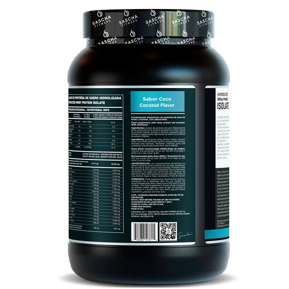 Proteína Whey Hidrolizada y Aislada sabor Coco