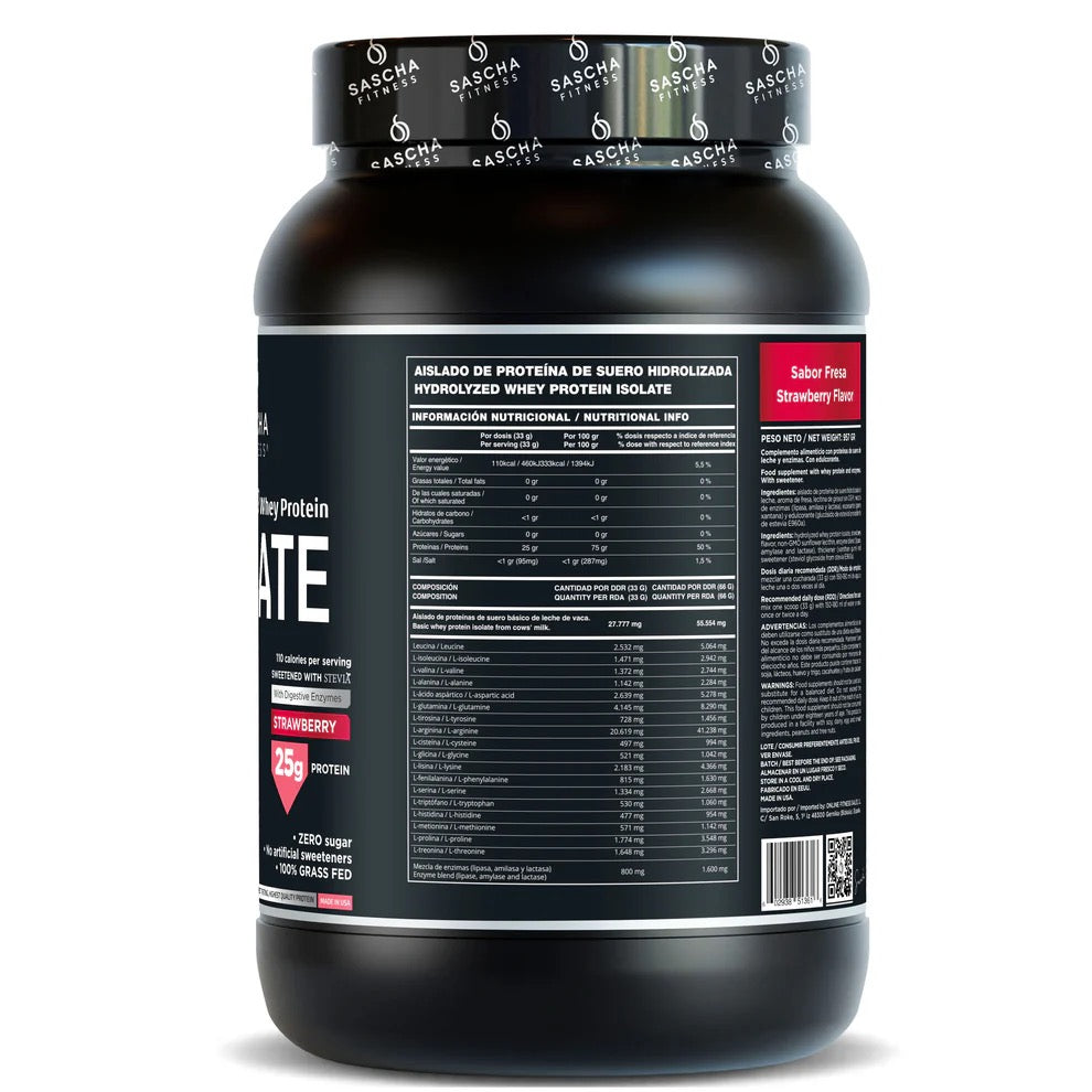 Proteína Whey Hidrolizada y Aislada sabor Fresa