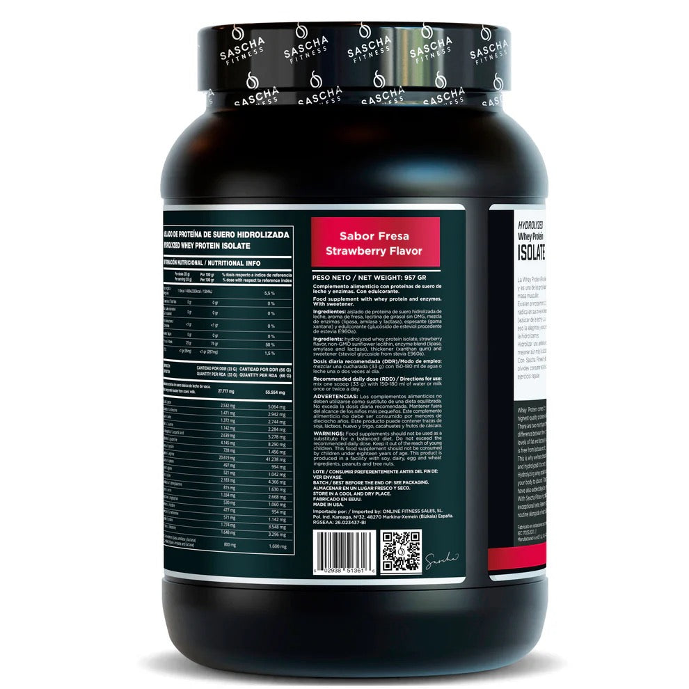 Proteína Whey Hidrolizada y Aislada sabor Fresa