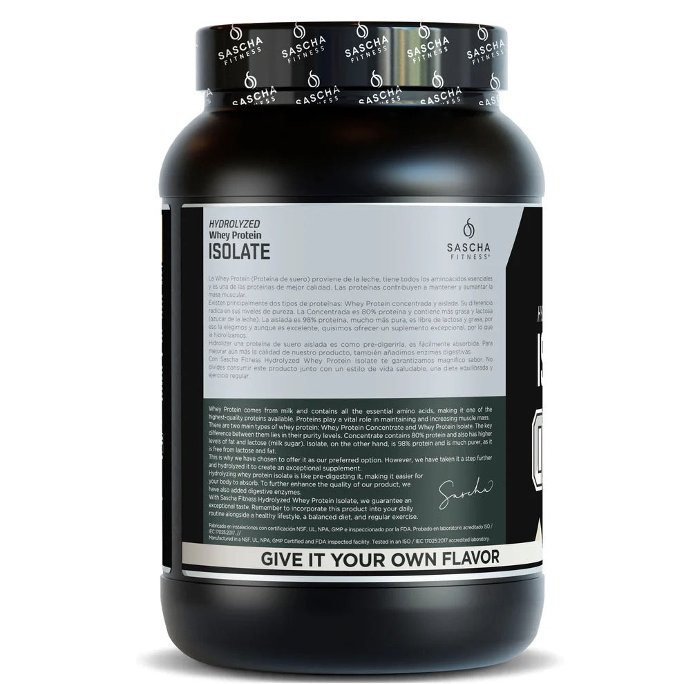 Proteína Whey Hidrolizada y Aislada sin sabor