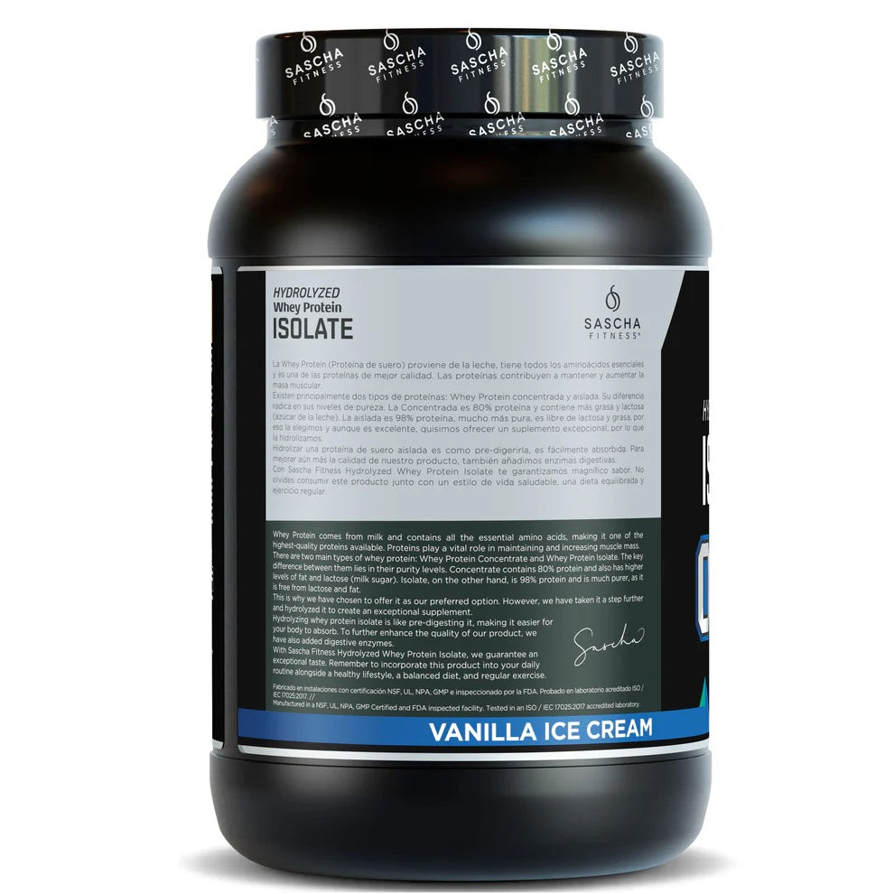 Proteína Whey Hidrolizada y Aislada sabor Vainilla
