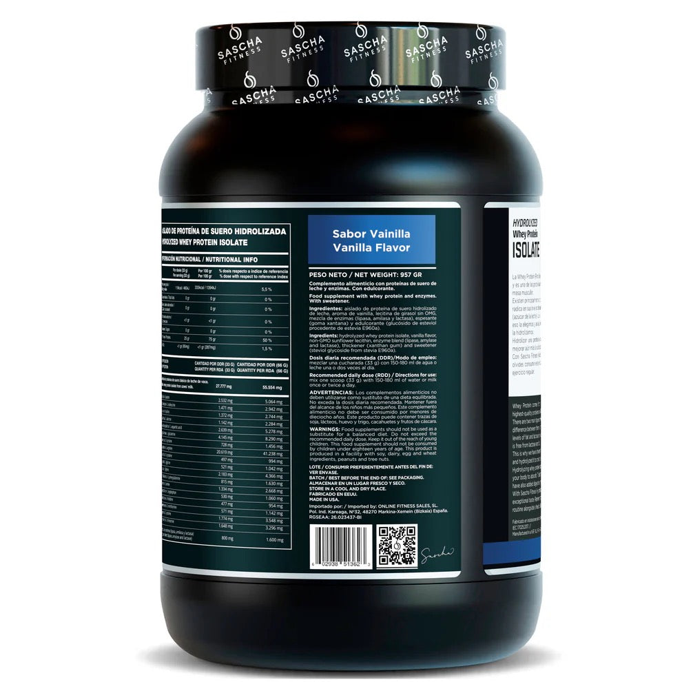 Proteína Whey Hidrolizada y Aislada sabor Vainilla